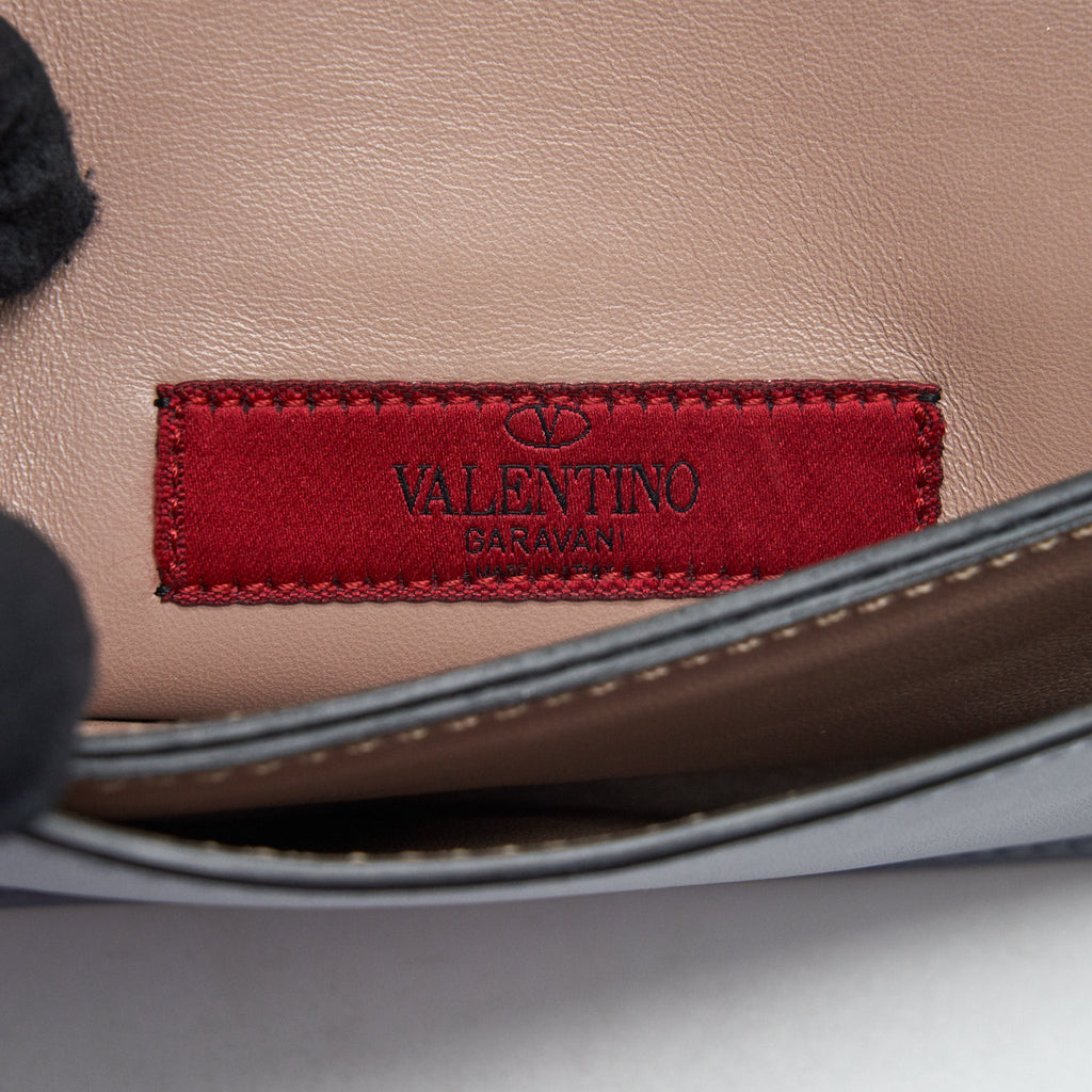 VALENTINO ROCKSTUD SMALL CLUTCH BLUE-GREY GHW