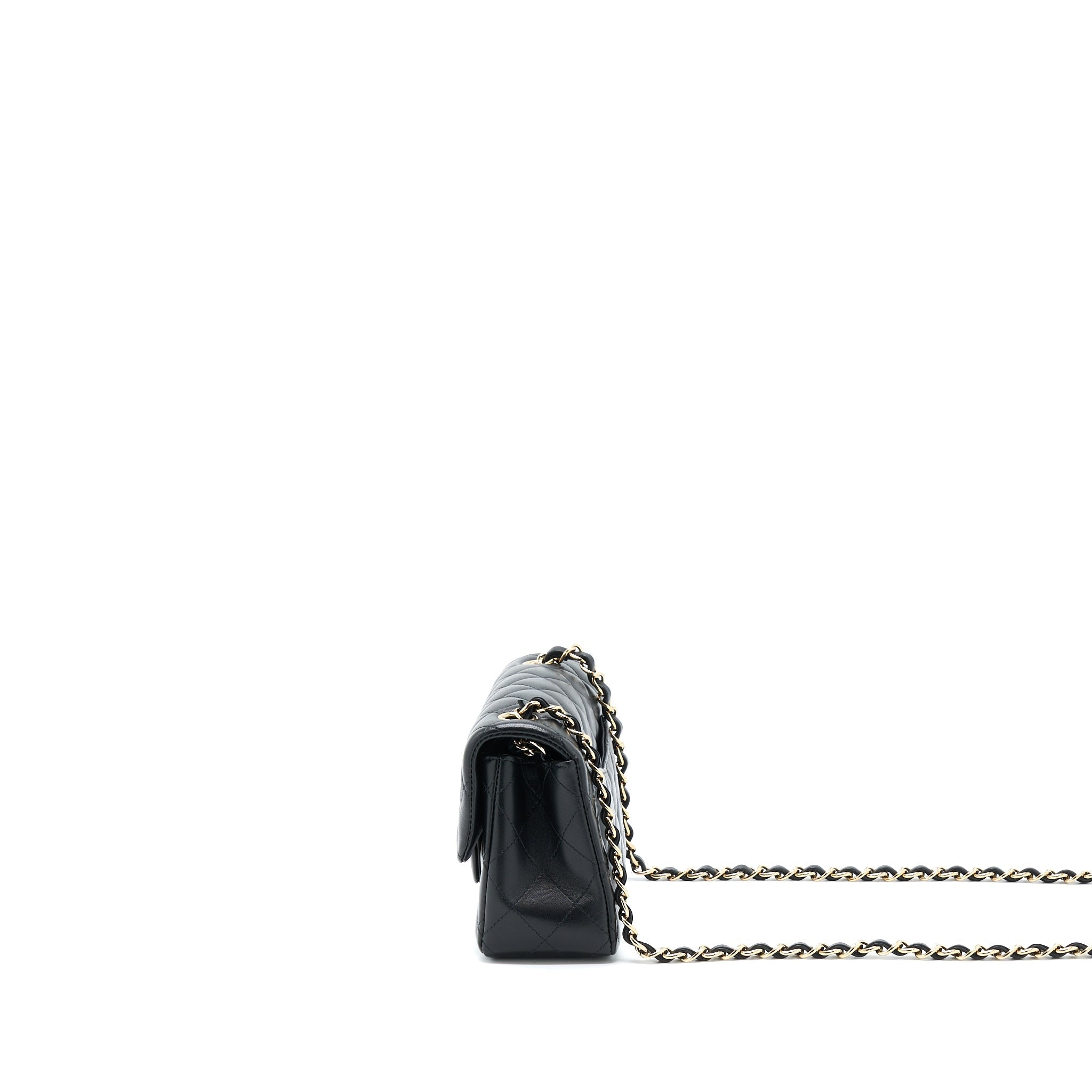 CHANEL MINI RECTANGULAR FLAP BAG LAMBSKIN BLACK LGHW (MICROCHIP)