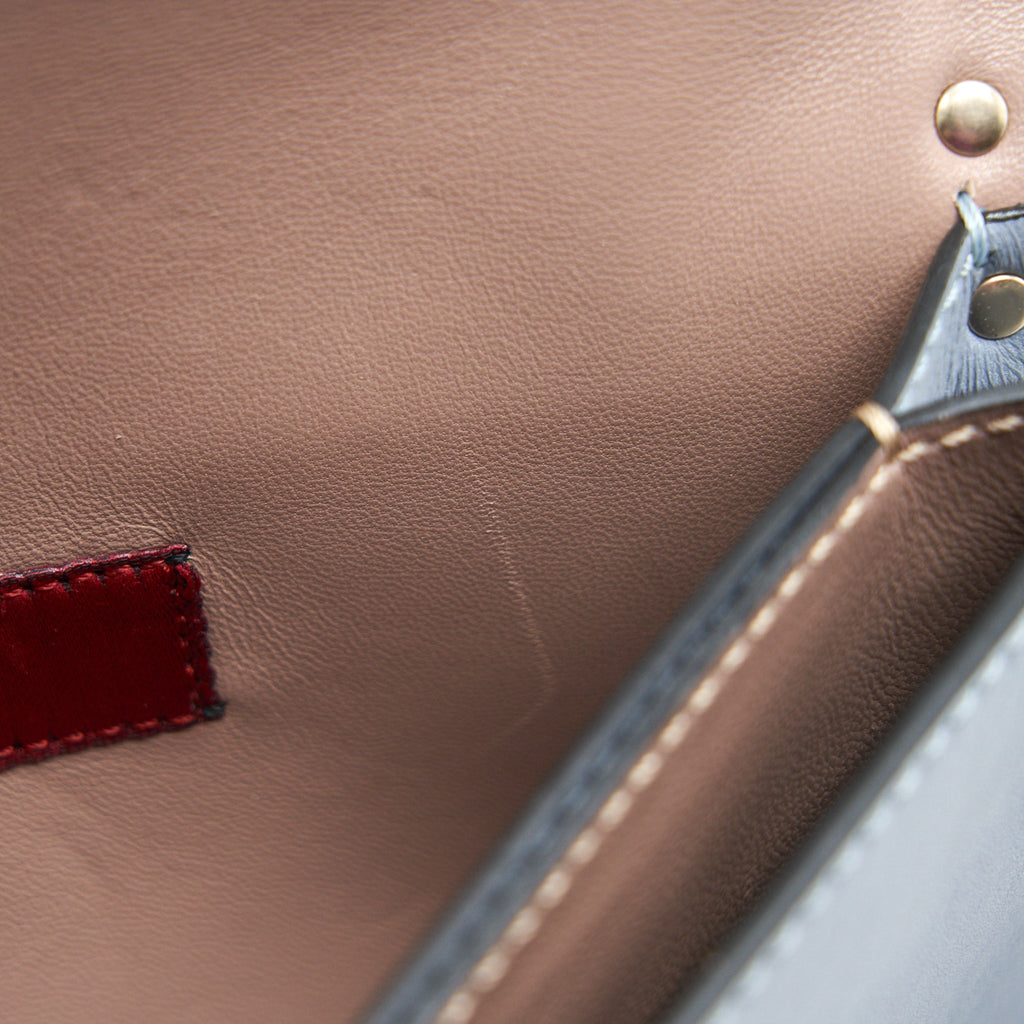 VALENTINO ROCKSTUD SMALL CLUTCH BLUE-GREY GHW