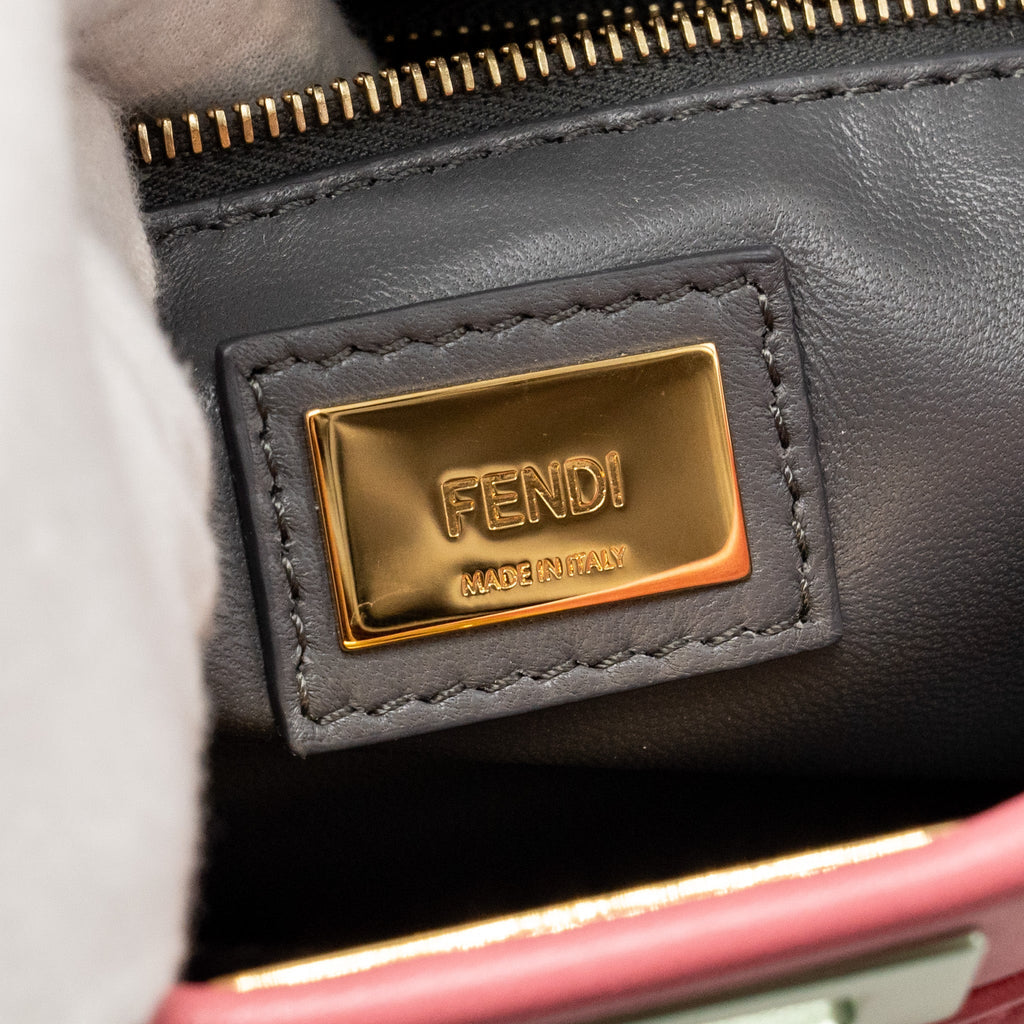 FENDI COLOURBLOCK MINI PEEKABOO NAPPA LEATHER ROSA FLUO/OXIGEN SLATE GHW
