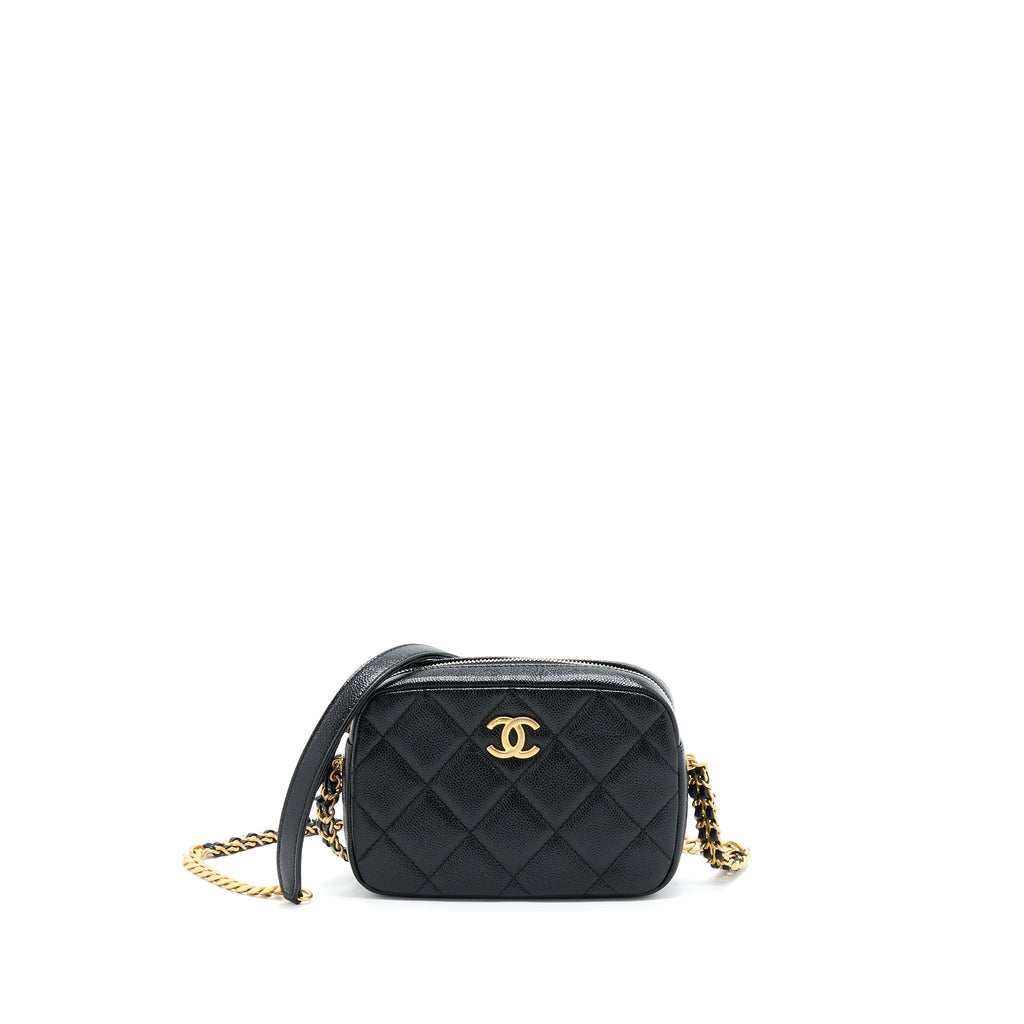 CHANEL 22P CAMERA CROSSBODY BAG CAVIAR BLACK GHW(MICROCHIP)