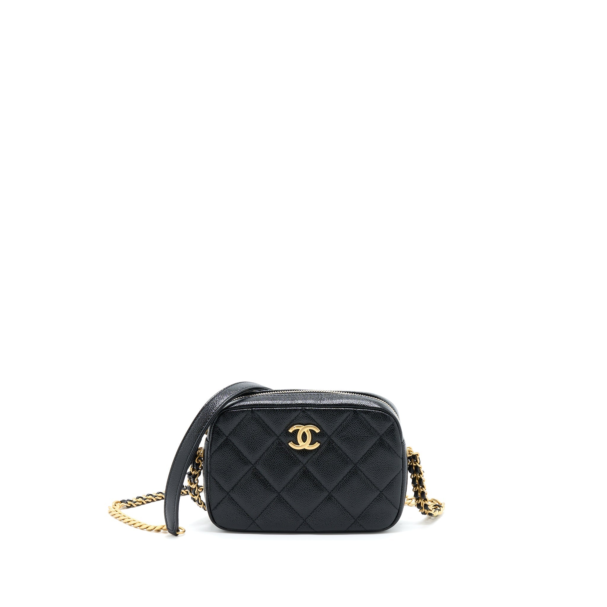 CHANEL 22P CAMERA CROSSBODY BAG CAVIAR BLACK GHW(MICROCHIP)