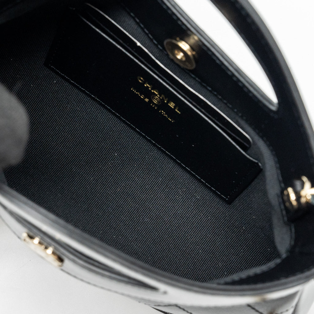 CHANEL 24C MINI 31 CLUTCH WITH CHAIN SHINY CALFSKIN BLACK LGHW (MICROCHIP)