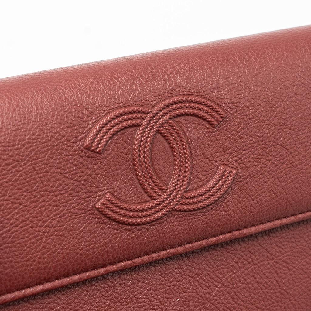 CHANEL FLAP LONG WALLET CALFSKIN RED GHW