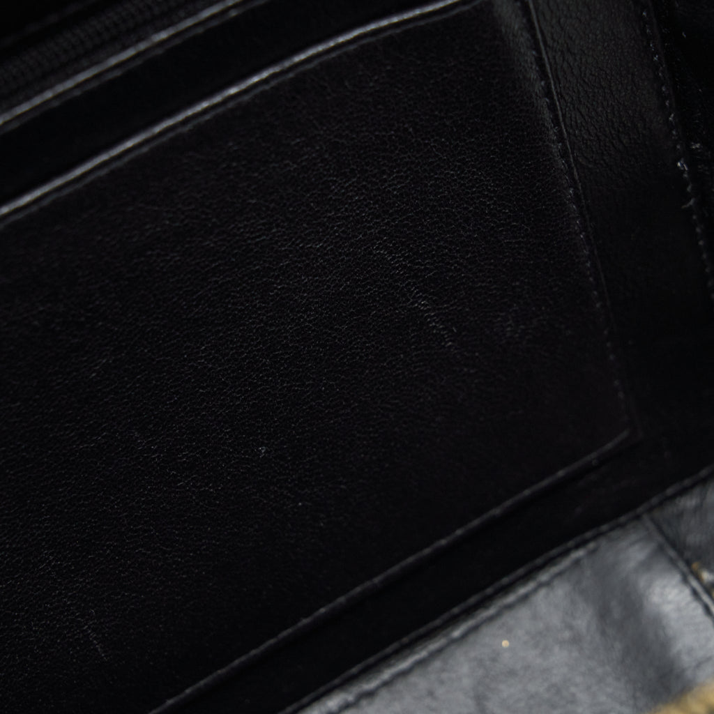 CHANEL VINTAGE TOP HANDLE VANITY CASE PATENT BLACK GHW