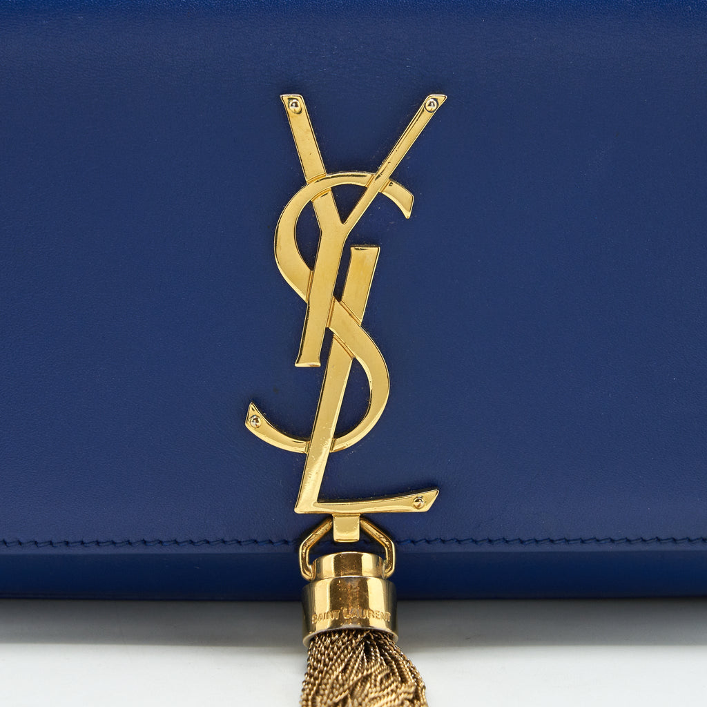 SAINT LAURENT/YSL MINI KATE BAG TASSEL ELECTRIC BLUE GHW