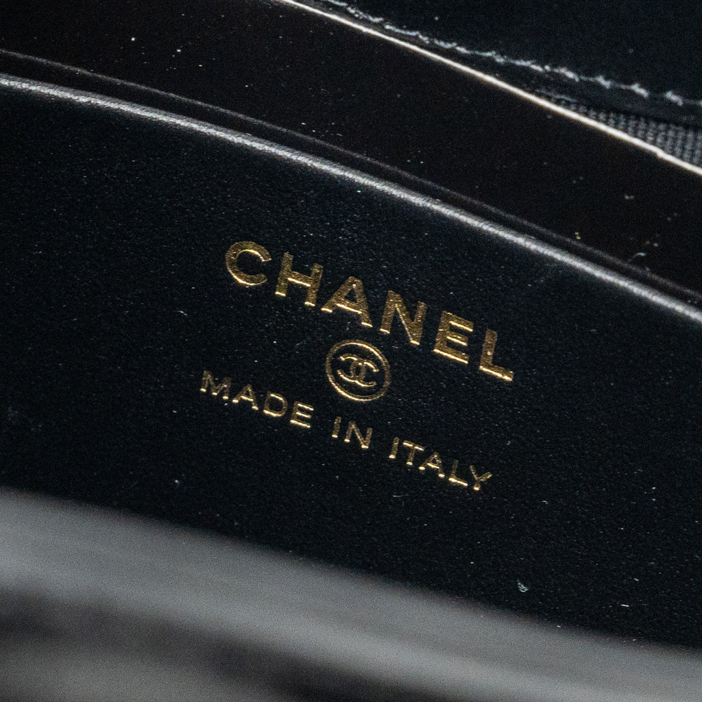 CHANEL 24C MINI 31 CLUTCH WITH CHAIN SHINY CALFSKIN BLACK LGHW (MICROCHIP)
