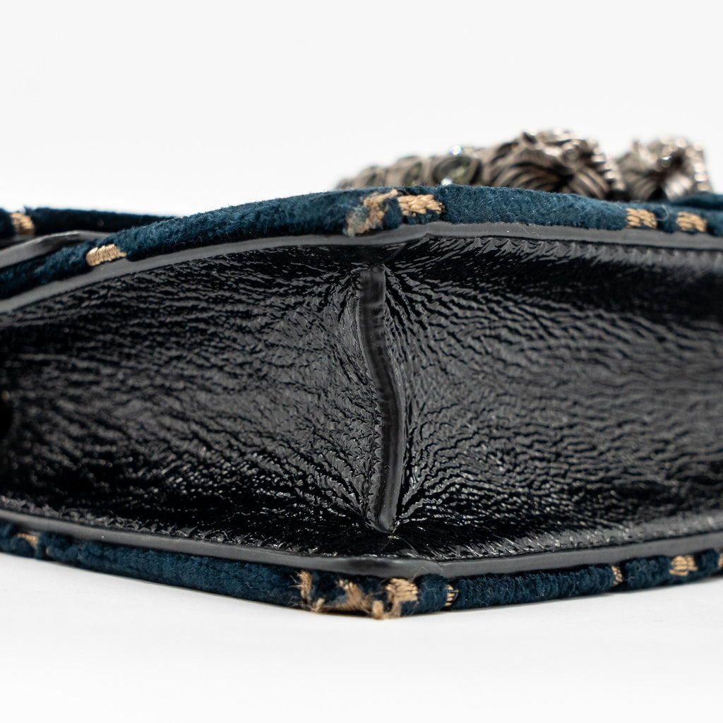 GUCCI DIONYSUS SUPER MINI BAG VELVET DARK BLUE SHW