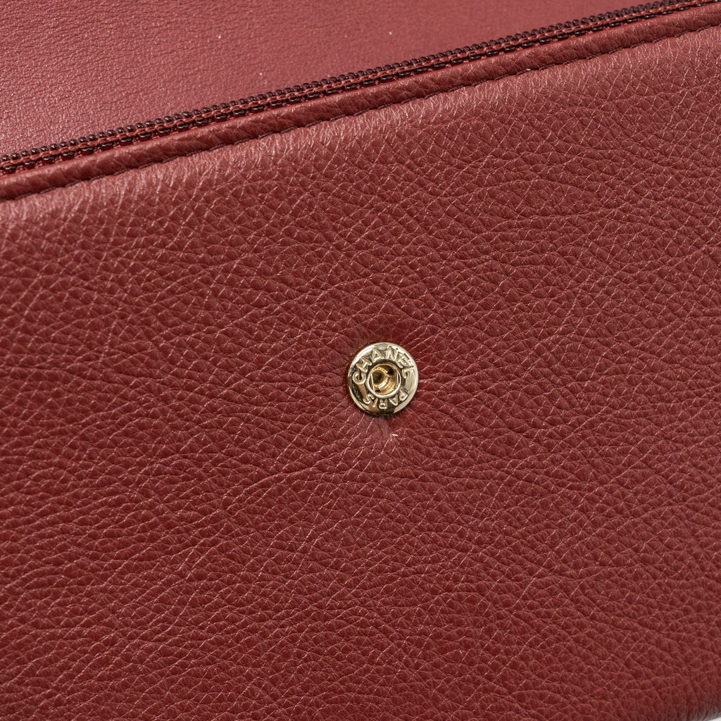 CHANEL FLAP LONG WALLET CALFSKIN RED GHW