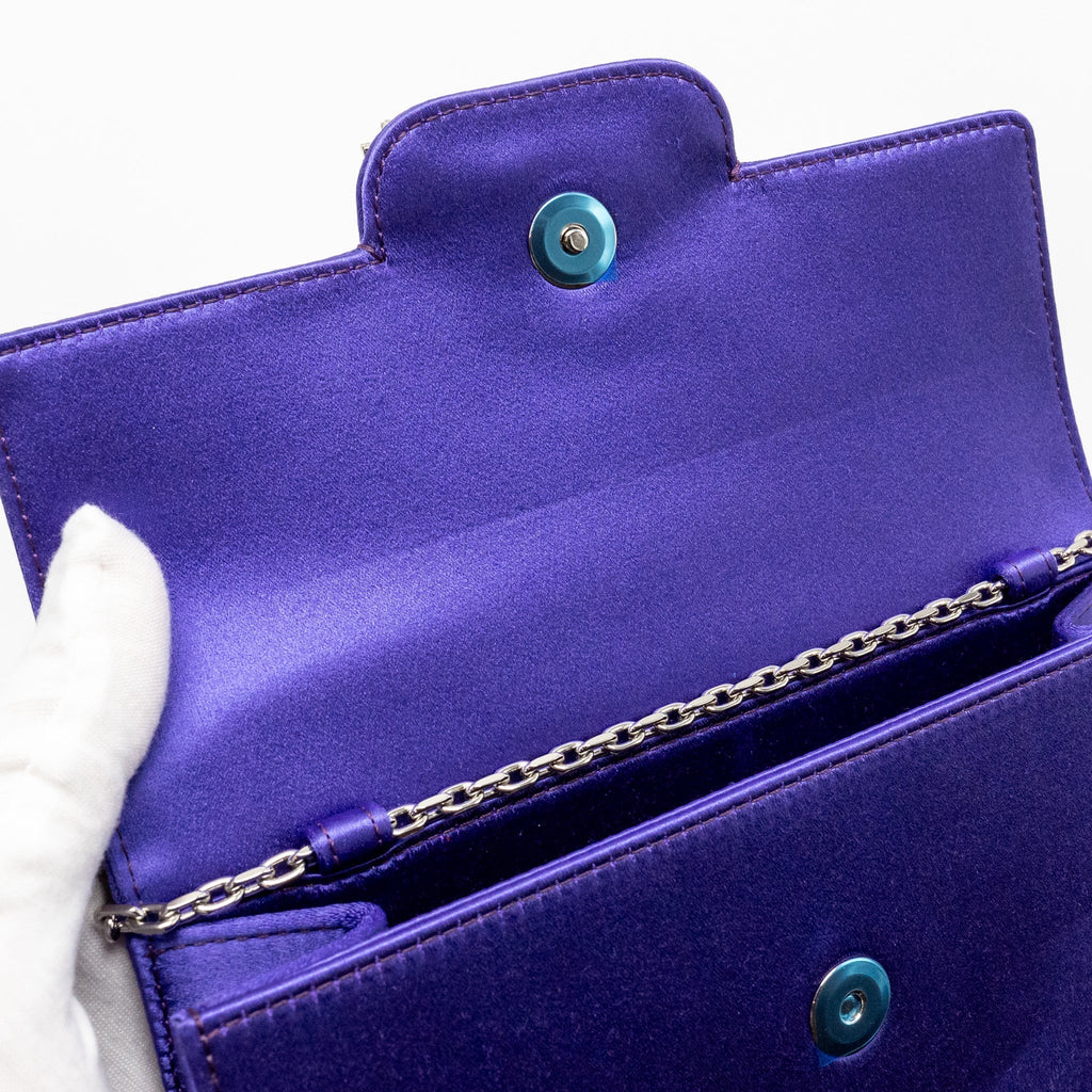 ROGER VIVIER EFFLORESCENCE MINI CLUTCH SILK BLEND SATIN PURPLE SHW