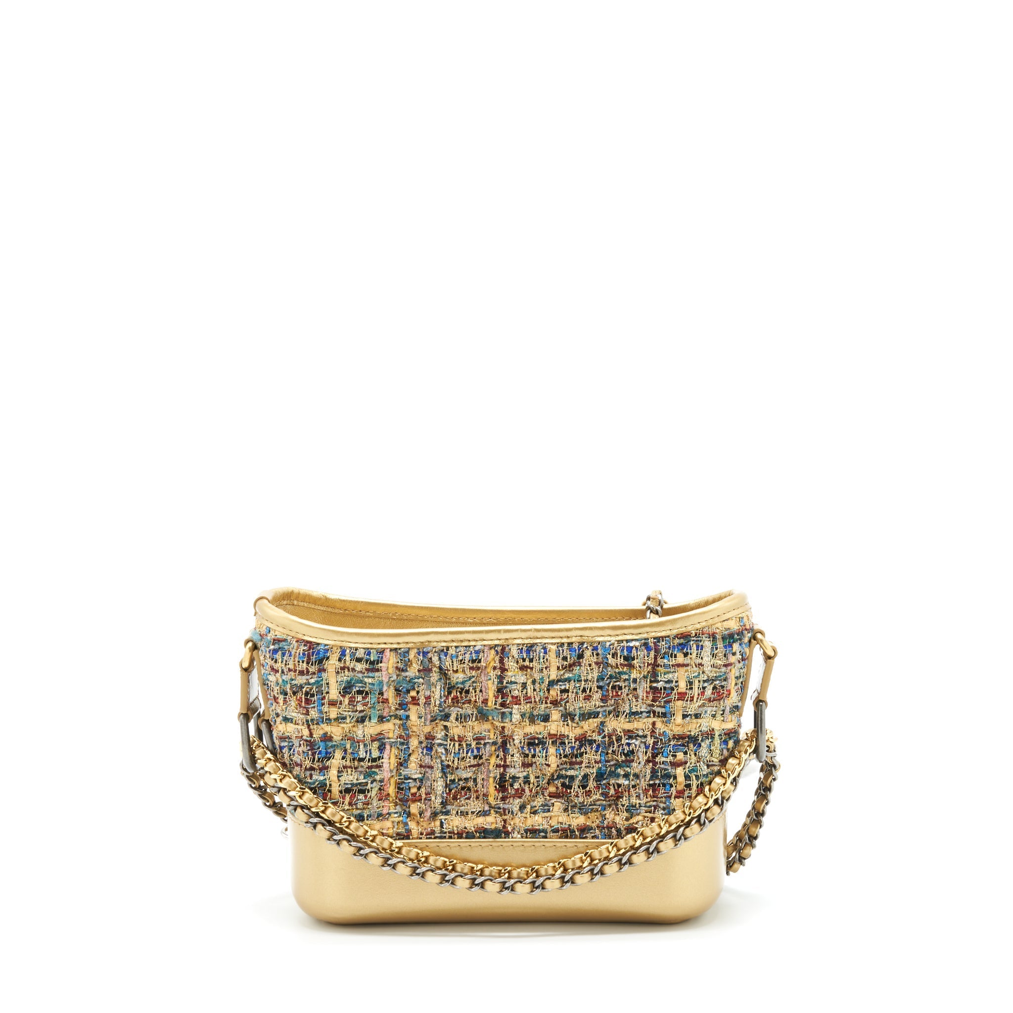 CHANEL SMALL GABRIELLE HOBO BAG TWEED GOLD/MULTICOLOUR