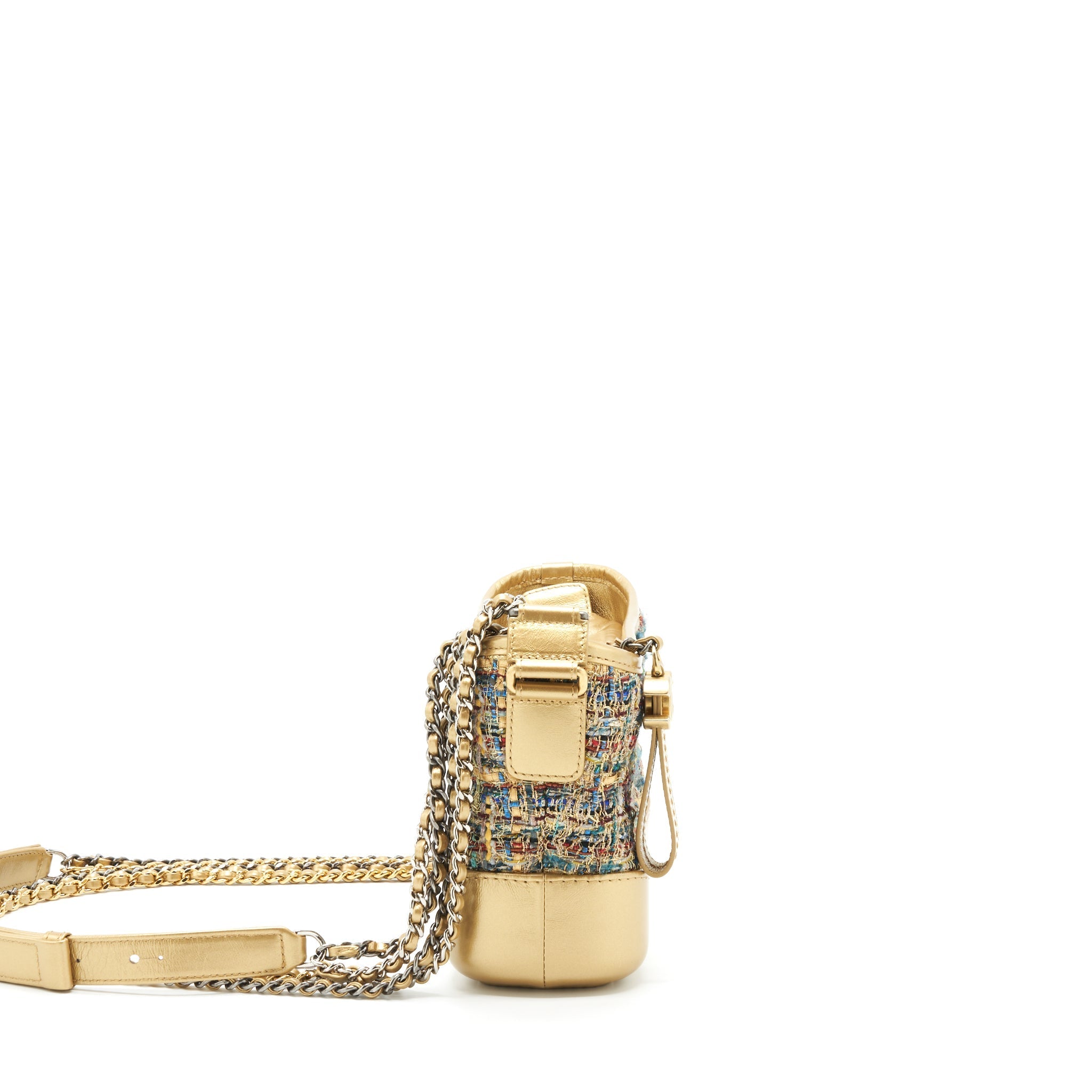 CHANEL SMALL GABRIELLE HOBO BAG TWEED GOLD/MULTICOLOUR