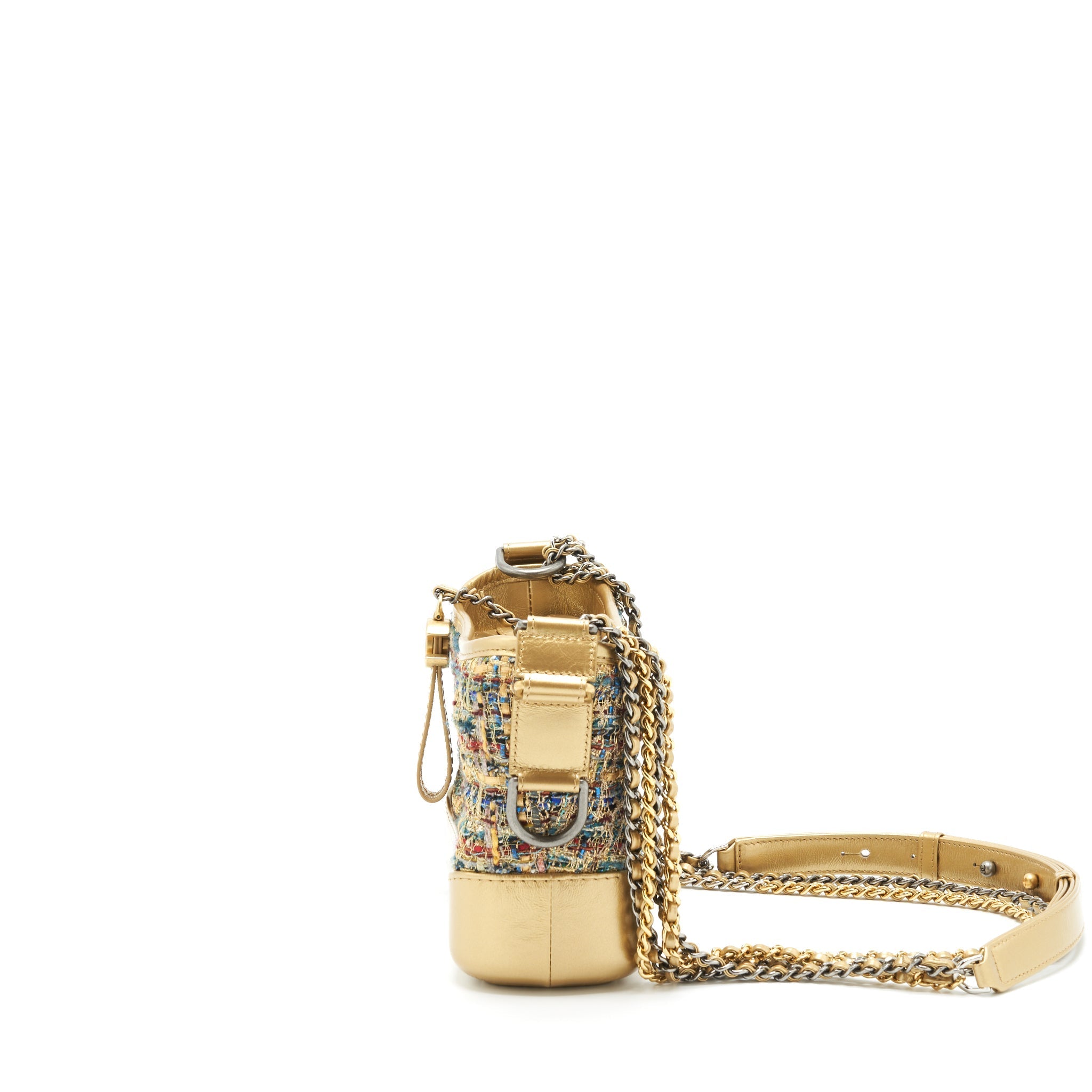 CHANEL SMALL GABRIELLE HOBO BAG TWEED GOLD/MULTICOLOUR