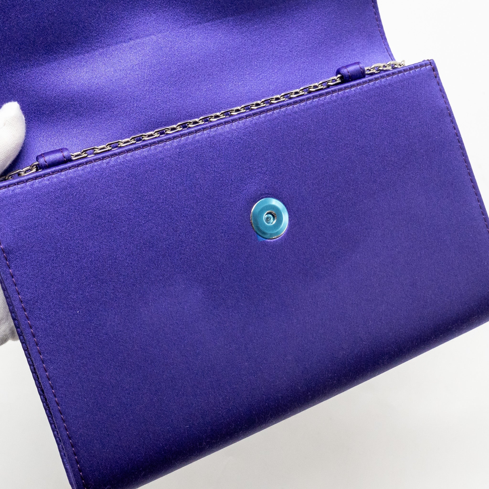 ROGER VIVIER EFFLORESCENCE MINI CLUTCH SILK BLEND SATIN PURPLE SHW
