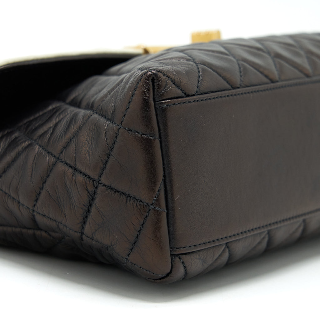 CHANEL VINTAGE SINGLE FLAP BAG LAMBSKIN DARK BROWN GHW