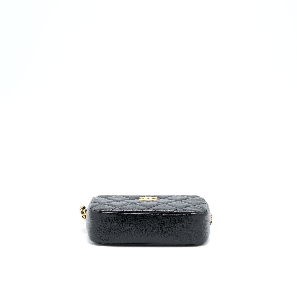 CHANEL 22P CAMERA CROSSBODY BAG CAVIAR BLACK GHW(MICROCHIP)