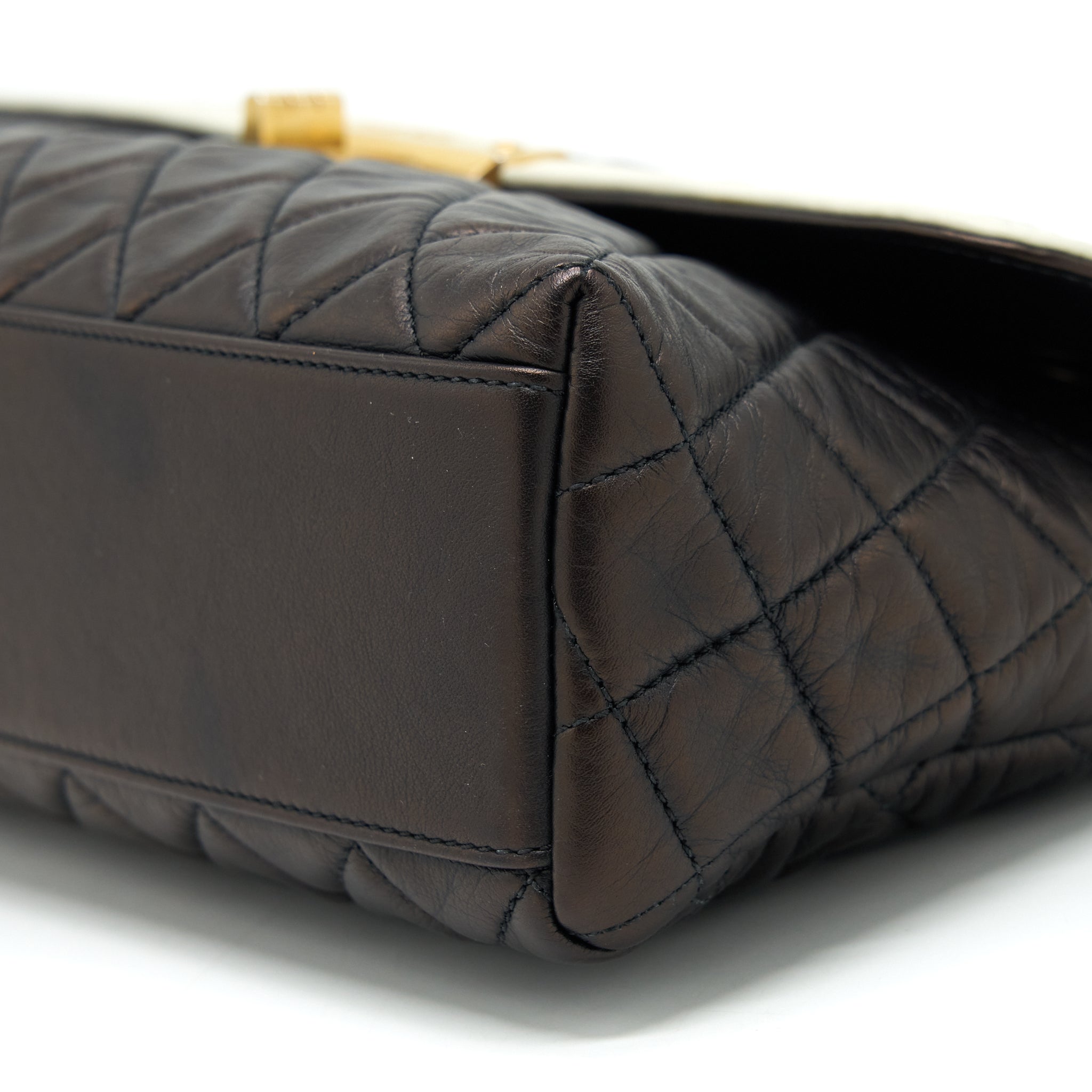 CHANEL VINTAGE SINGLE FLAP BAG LAMBSKIN DARK BROWN GHW