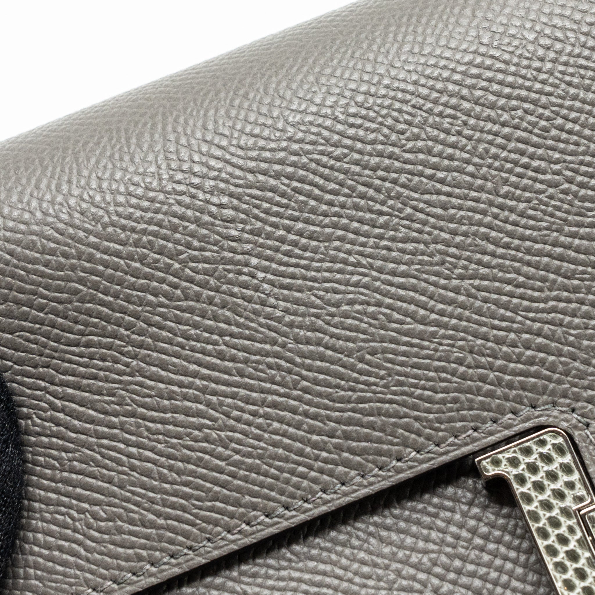 HERMES CONSTANCE TO GO EPSOM LIZARD BUCKLE GRIS MEYER/GRIS FONCE SHW