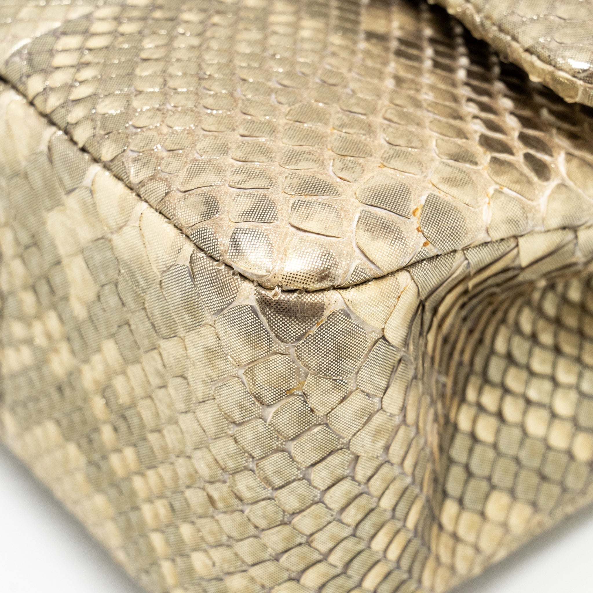 CHANEL MEDIUM CLASSIC DOUBLE FLAP BAG PYTHON GOLD GHW
