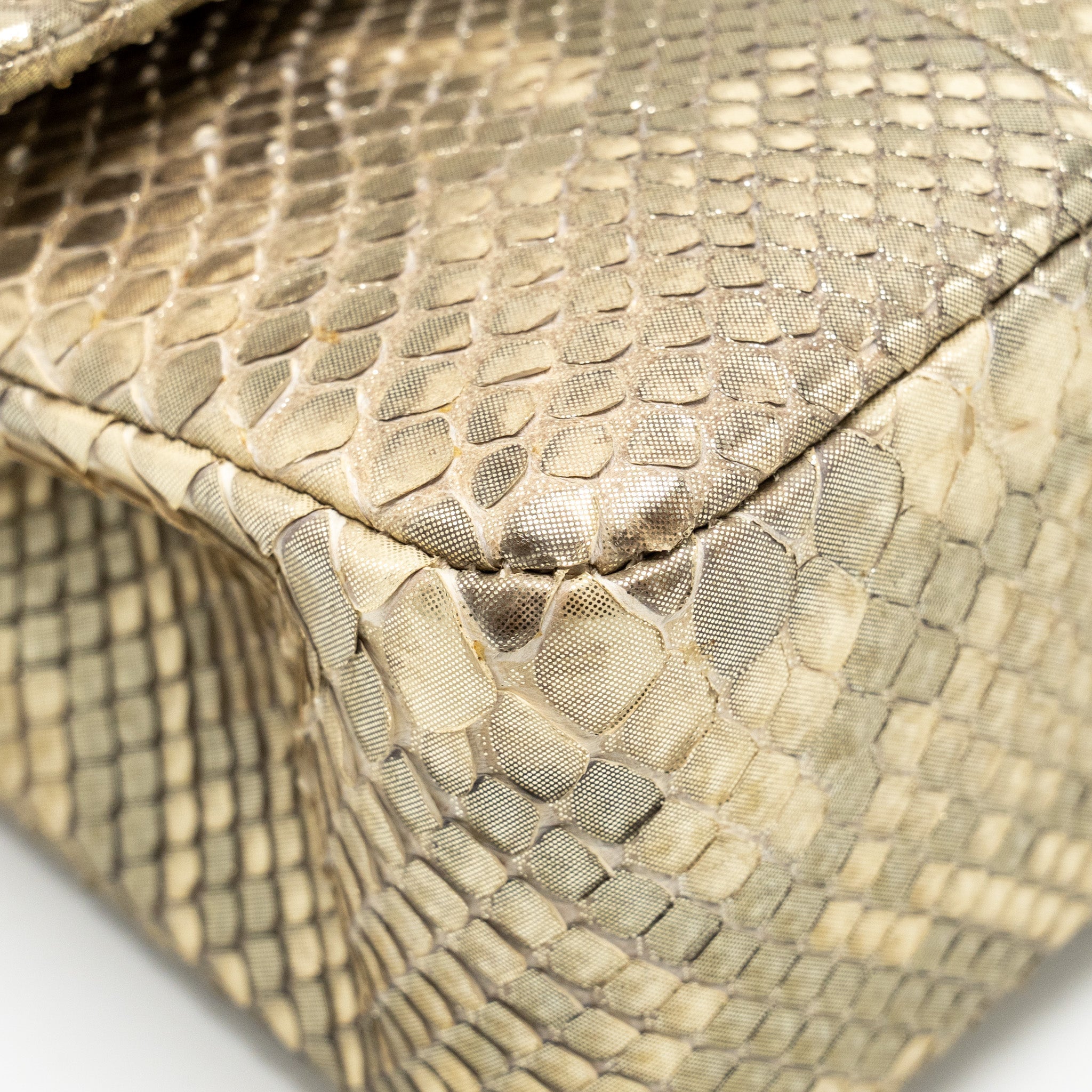 CHANEL MEDIUM CLASSIC DOUBLE FLAP BAG PYTHON GOLD GHW
