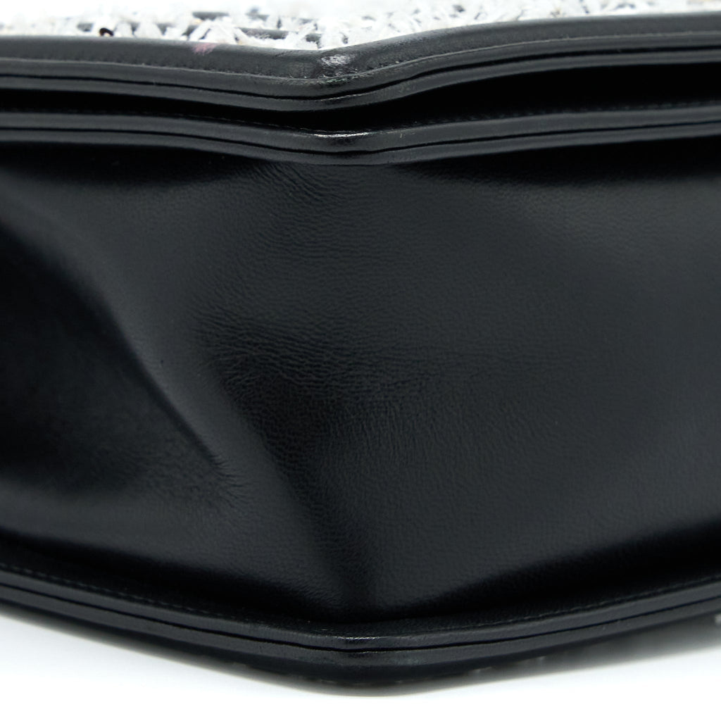CHANEL MEDIUM BOY BAG LIMITED LAMBSKIN BLACK/WHITE SHW