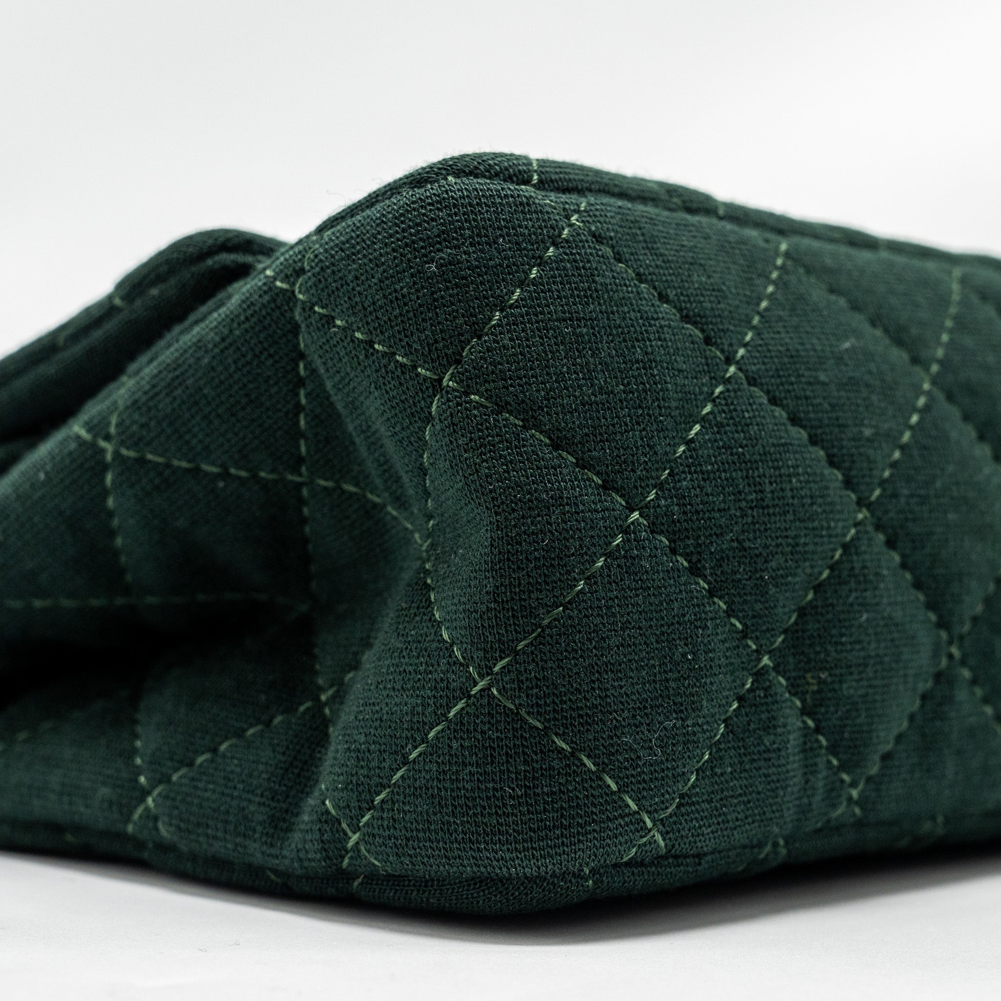 CHANEL REISSUE 2.55 226 DOUBLE FLAP BAG FABRIC DARK GREEN RUTHENIUM HARDWARE