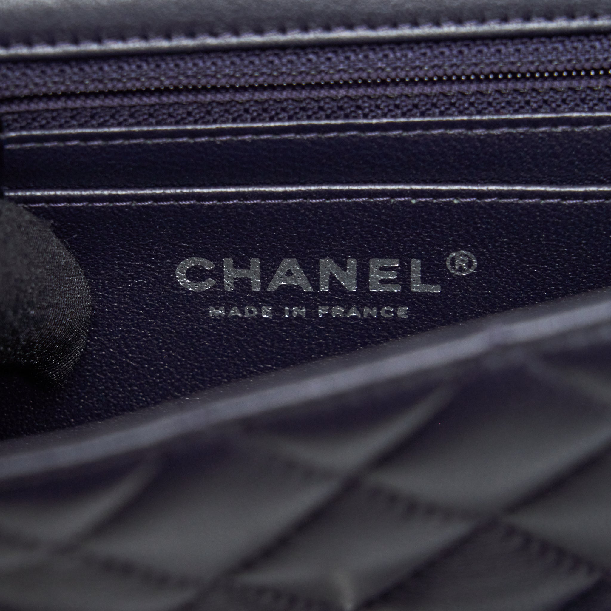 CHANEL MINI RECTANGULAR LAMBSKIN DARK PURPLE BLACK HARDWARE