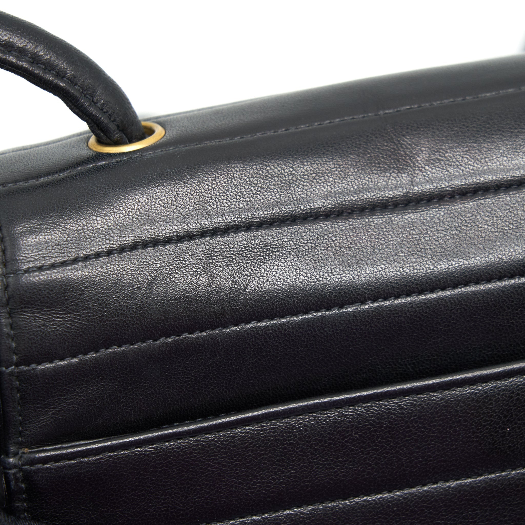 CHANEL VINTAGE KELLY FLAP BAG WITH LONG STRAP BLACK 24K GHW