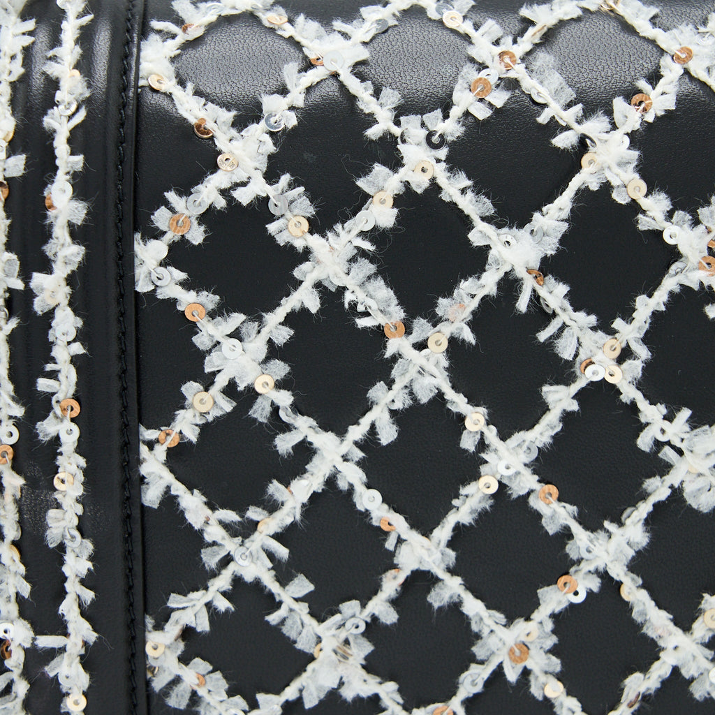 CHANEL MEDIUM BOY BAG LIMITED LAMBSKIN BLACK/WHITE SHW
