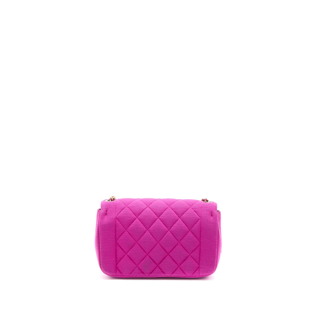 CHANEL SEASONAL MINI FLAP BAG FABRIC PINK LGHW