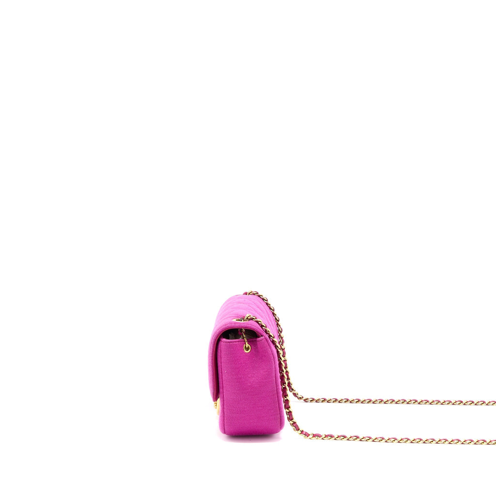 CHANEL SEASONAL MINI FLAP BAG FABRIC PINK LGHW
