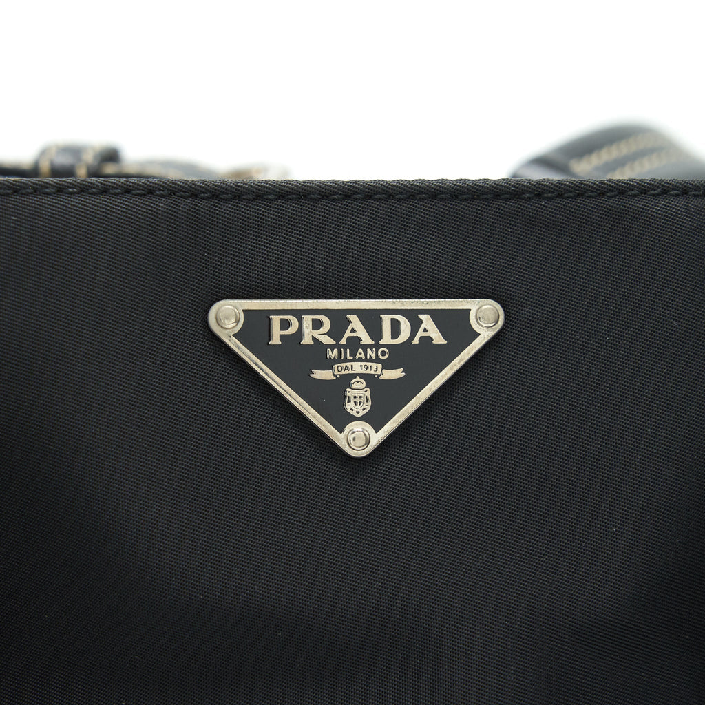 PRADA NYLON SHOULDER HAND BAG IN BLACK