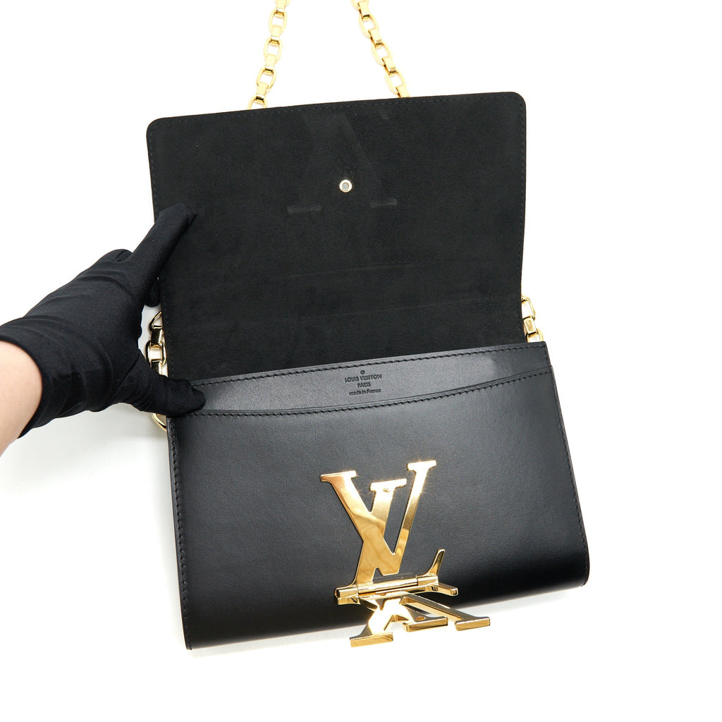 LOUIS VUITTON LOUISE LEATHER BAG IN NOIR