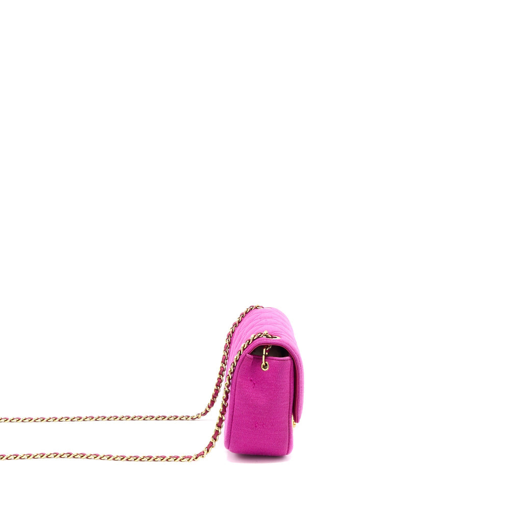 CHANEL SEASONAL MINI FLAP BAG FABRIC PINK LGHW