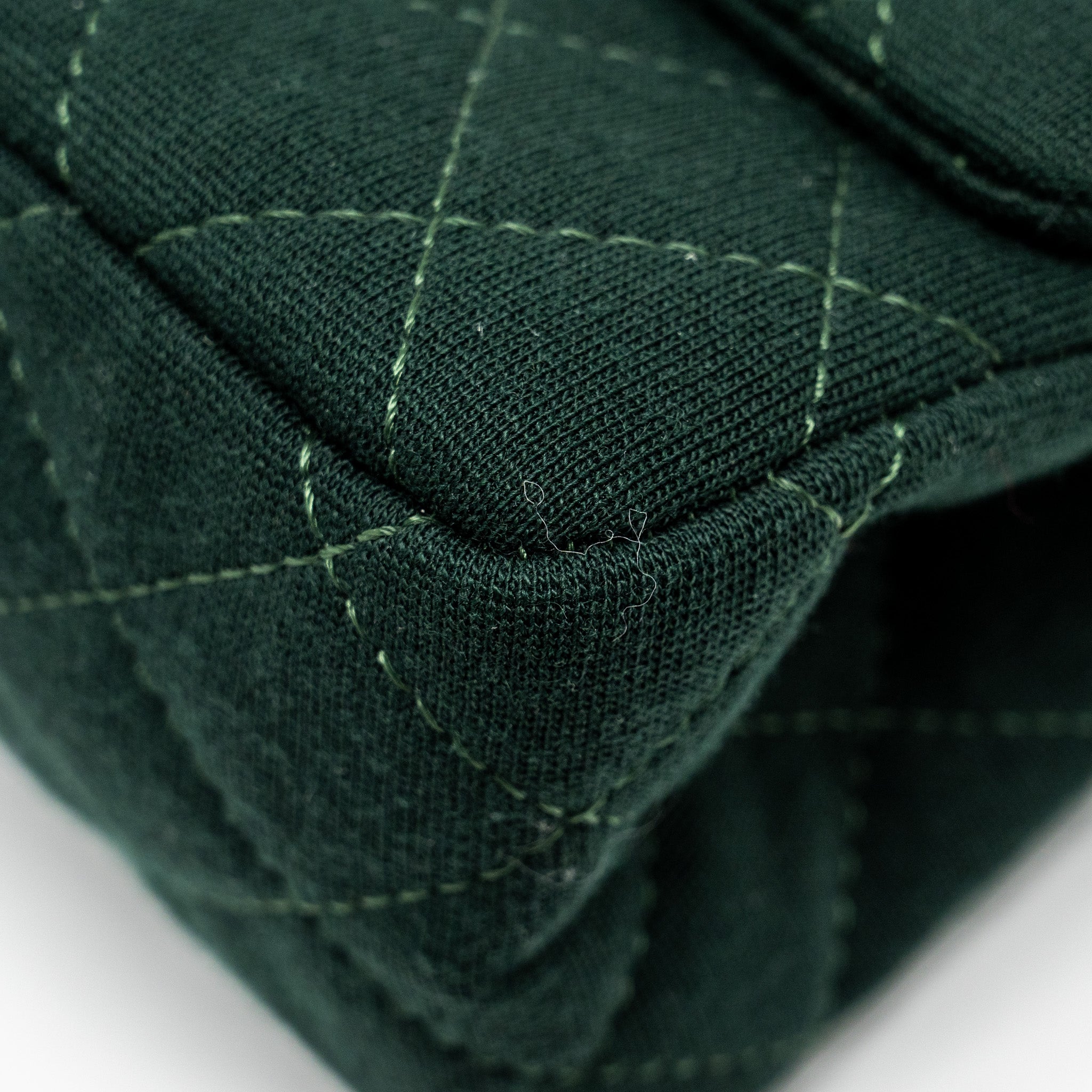 CHANEL REISSUE 2.55 226 DOUBLE FLAP BAG FABRIC DARK GREEN RUTHENIUM HARDWARE