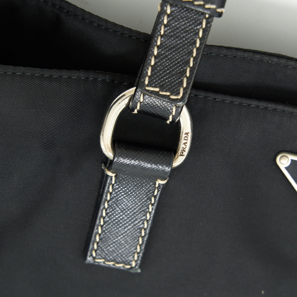 PRADA NYLON SHOULDER HAND BAG IN BLACK