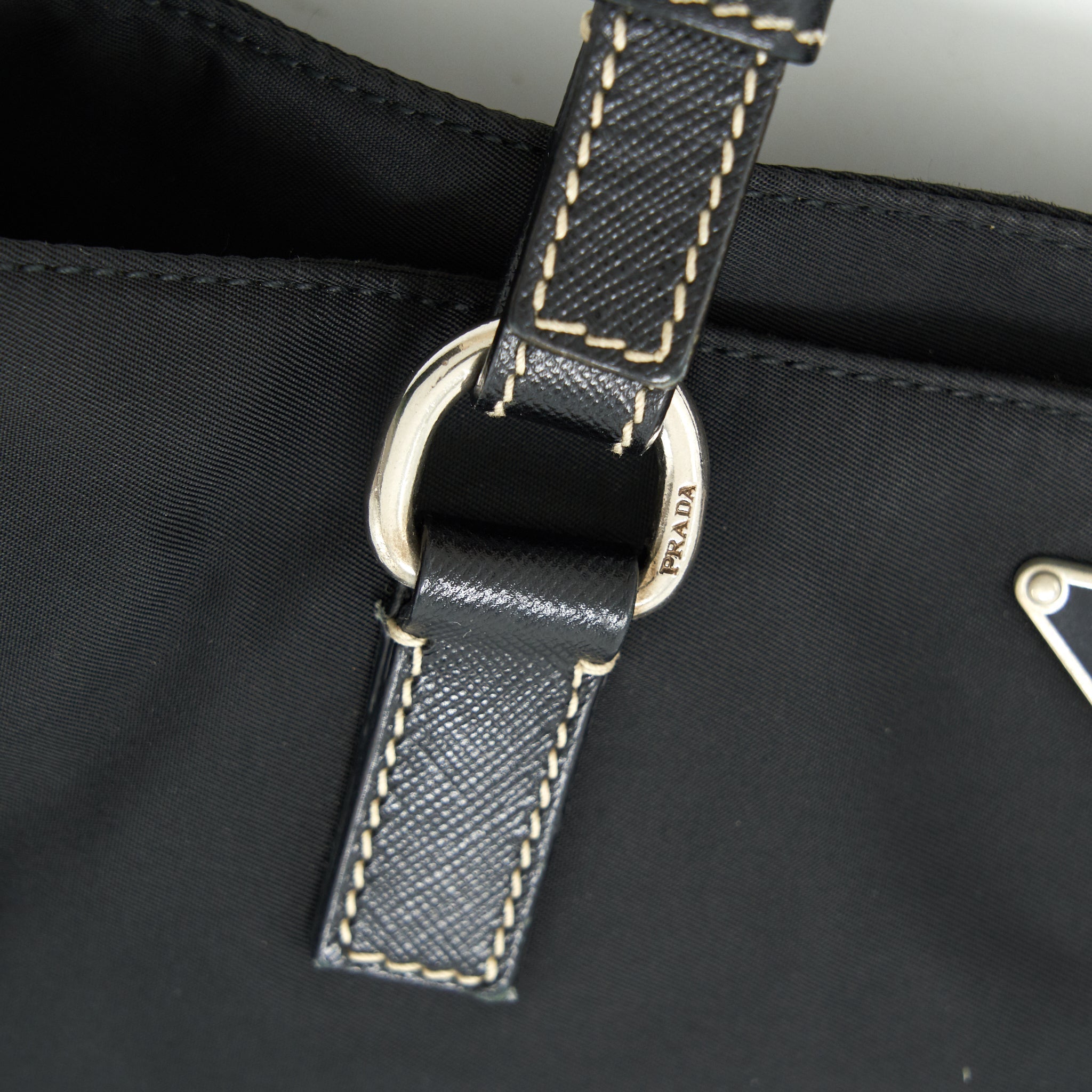 PRADA NYLON SHOULDER HAND BAG IN BLACK