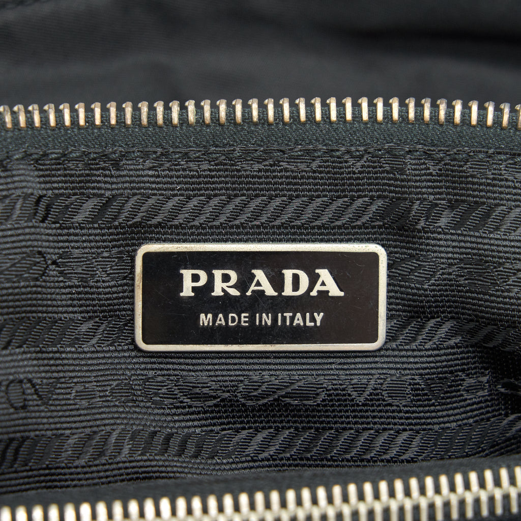 PRADA NYLON SHOULDER HAND BAG IN BLACK