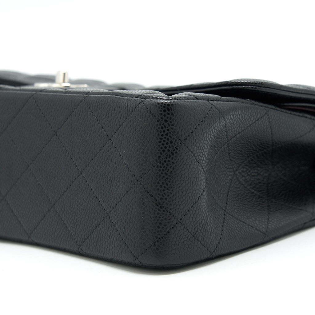CHANEL JUMBO CLASSIC DOUBLE FLAP BAG CAVIAR BLACK SHW