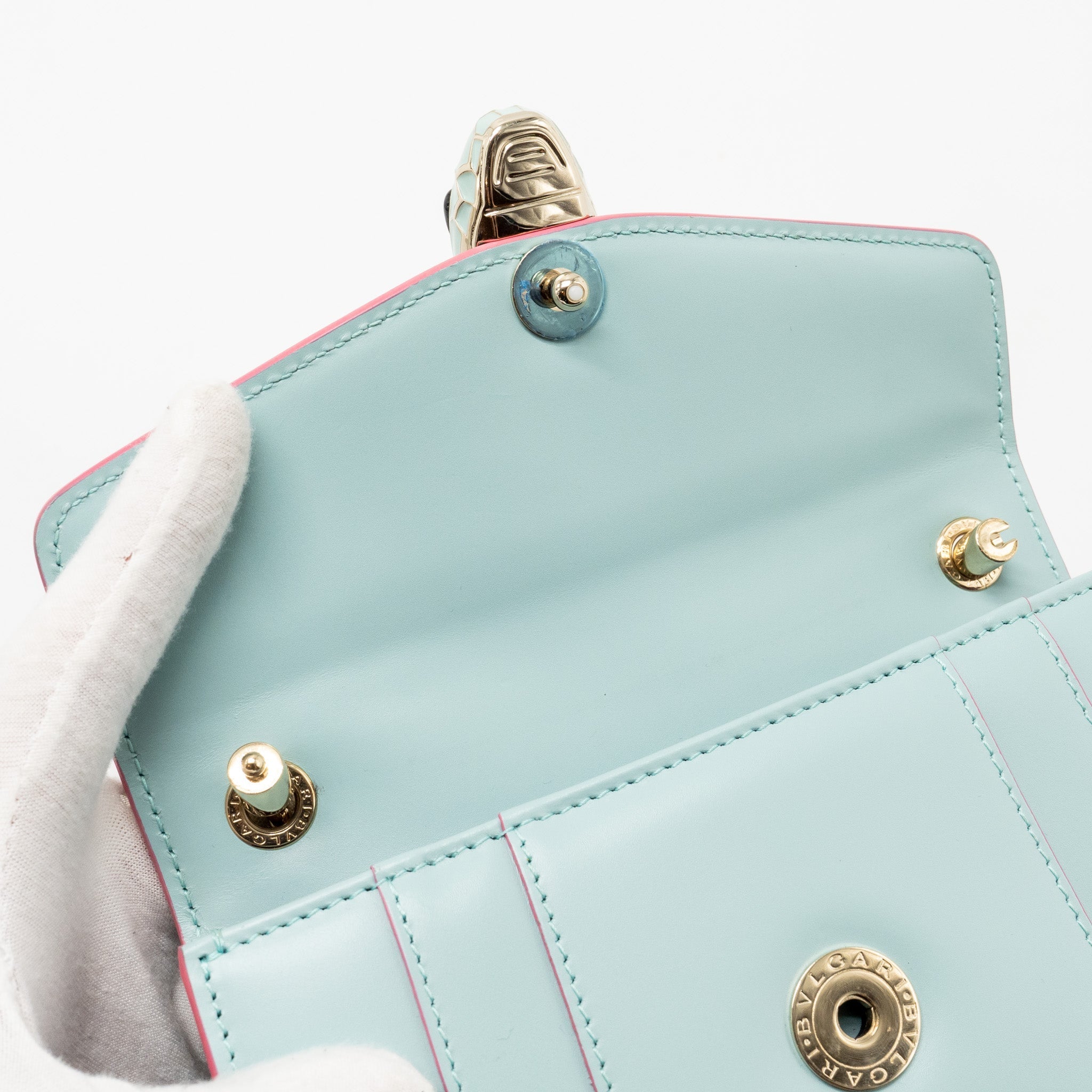 BVLGARI SERPENTI FOREVER CHAIN BAG CALFSKIN LIGHT BLUE LGHW