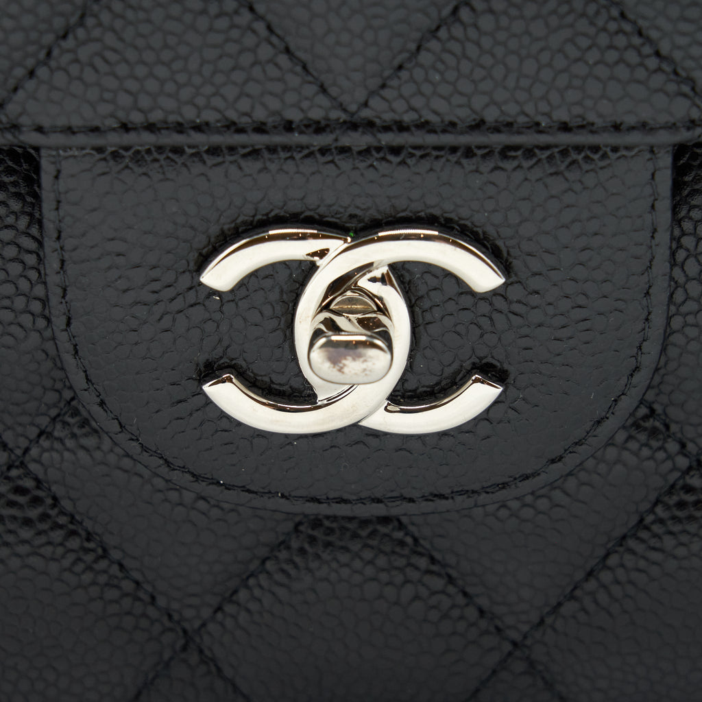 CHANEL JUMBO CLASSIC DOUBLE FLAP BAG CAVIAR BLACK SHW