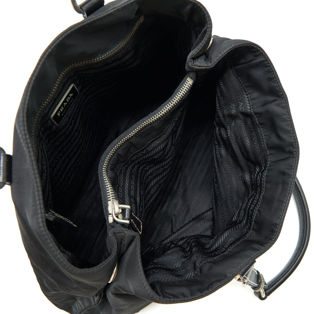 PRADA NYLON SHOULDER HAND BAG IN BLACK