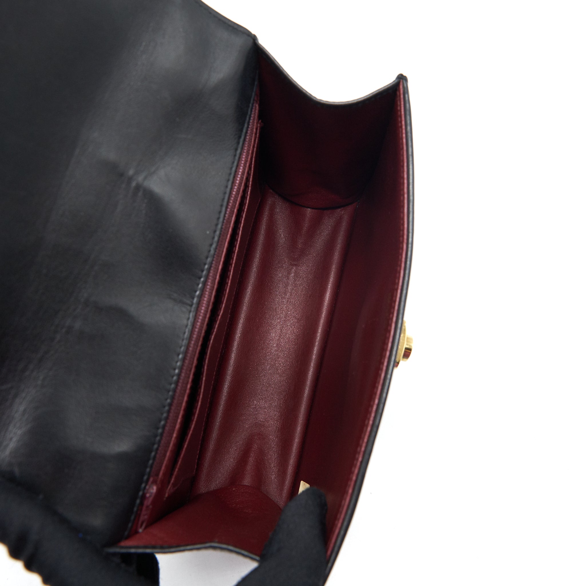 CHANEL VINTAGE KELLY FLAP BAG WITH LONG STRAP BLACK 24K GHW
