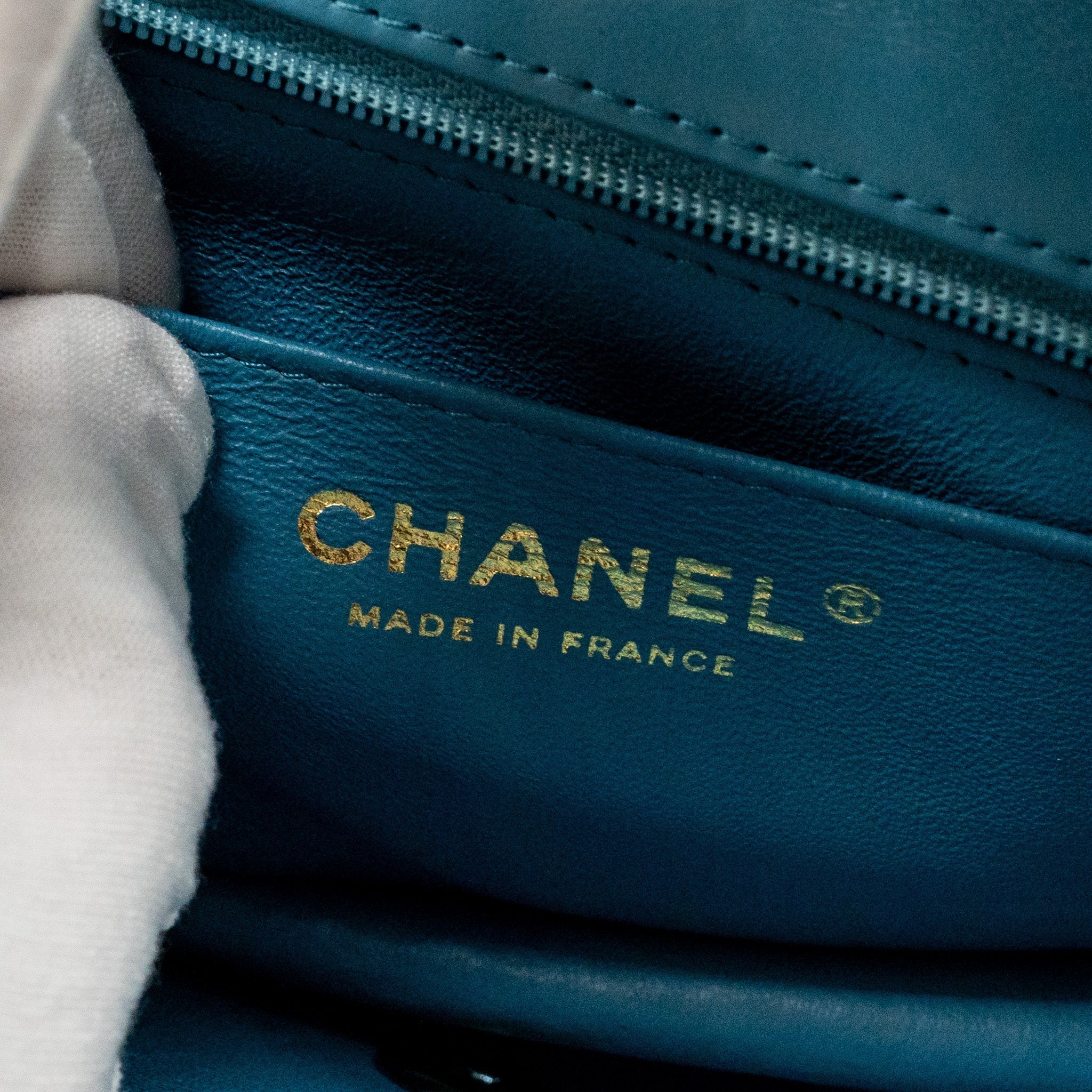CHANEL MINI RECTANGULAR FLAP BAG LAMBSKIN YELLLOW/BLUE WITH IRIDESCENT BLUE HARDWARE
