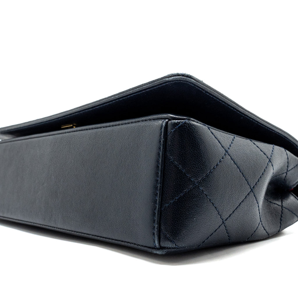 CHANEL MADEMOISELLE ENAMEL FLAP BAG GOATSKIN NAVY GHW