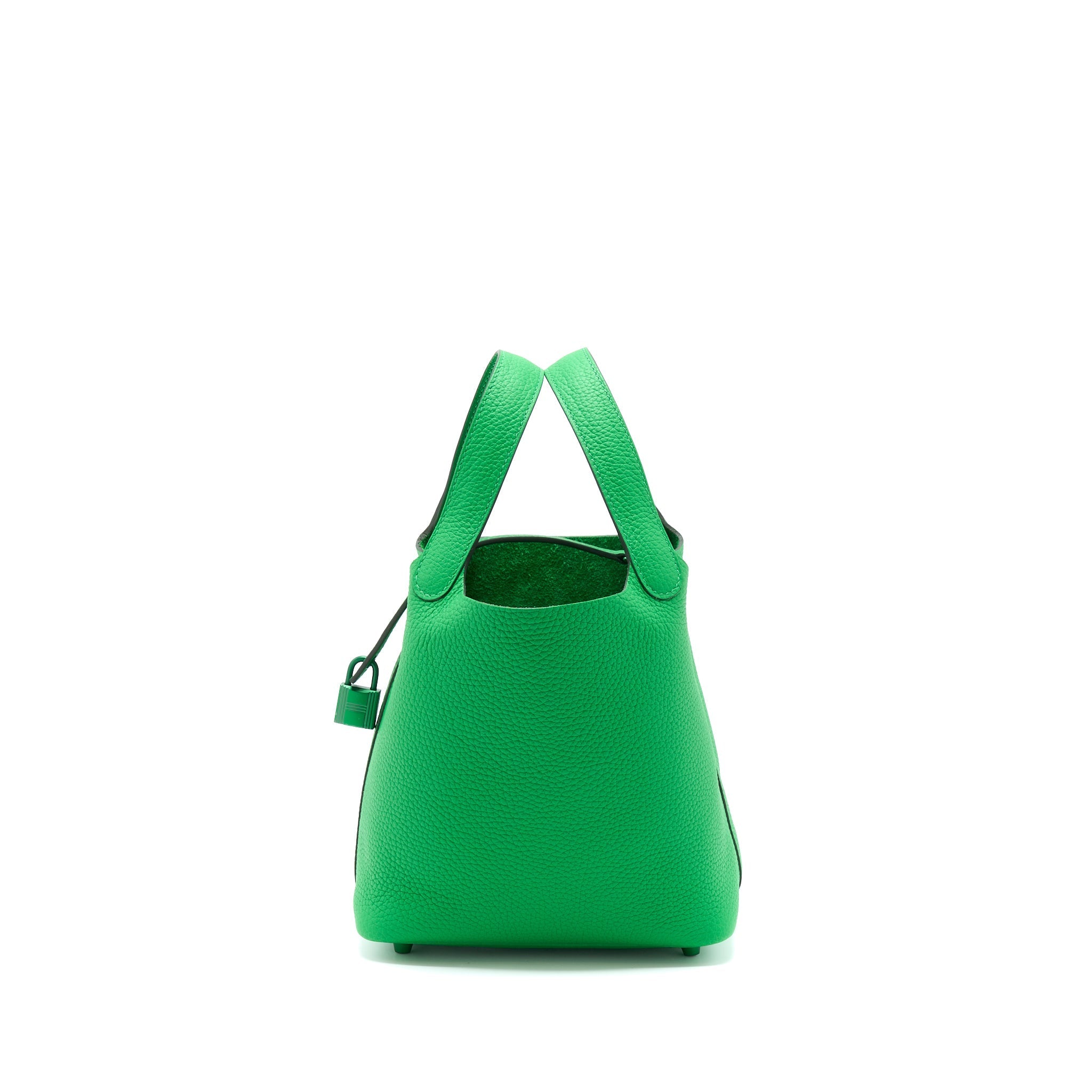 HERMES PICOTIN 18 LOCK BAG CLEMENCE 1K BAMBOU WITH GREEN HARDWARE