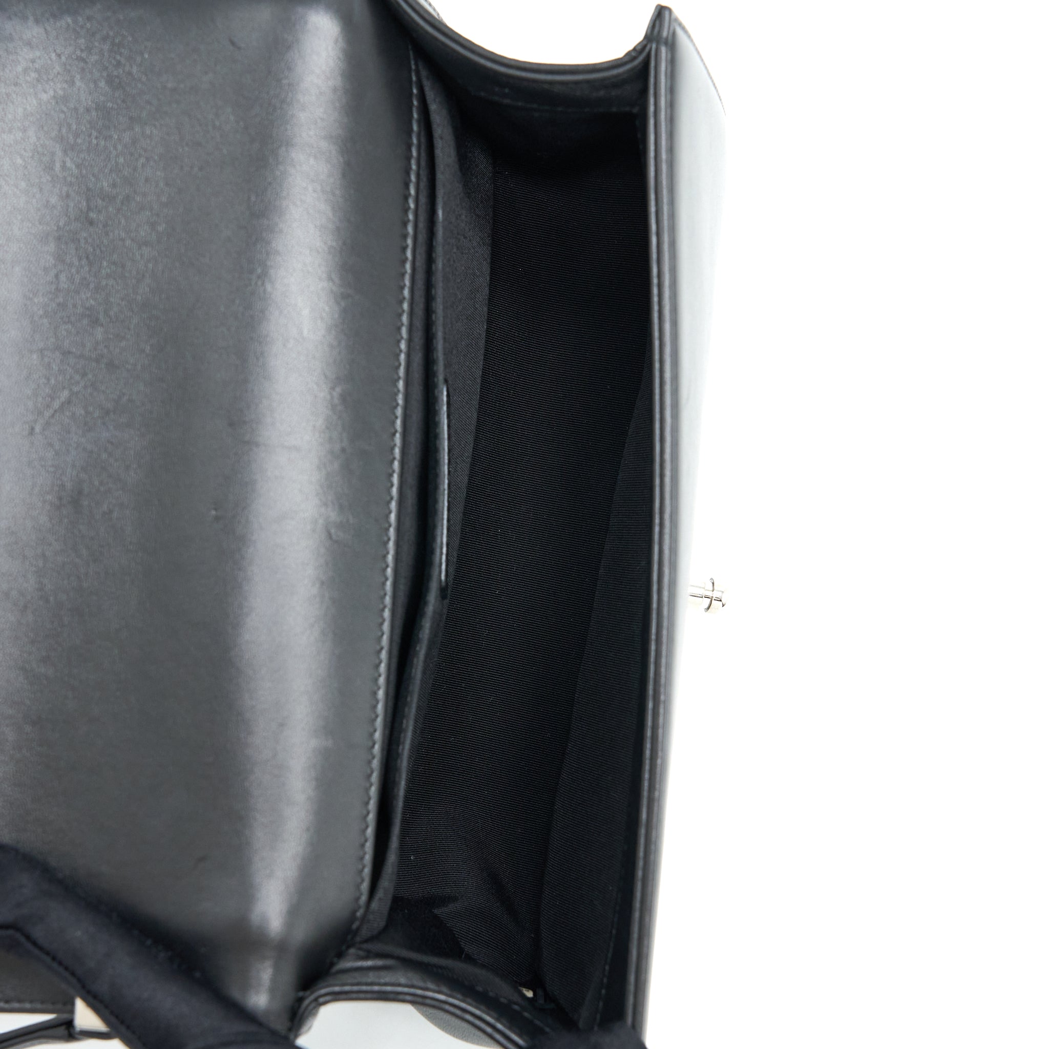 CHANEL MEDIUM BOY BAG LIMITED LAMBSKIN BLACK/WHITE SHW