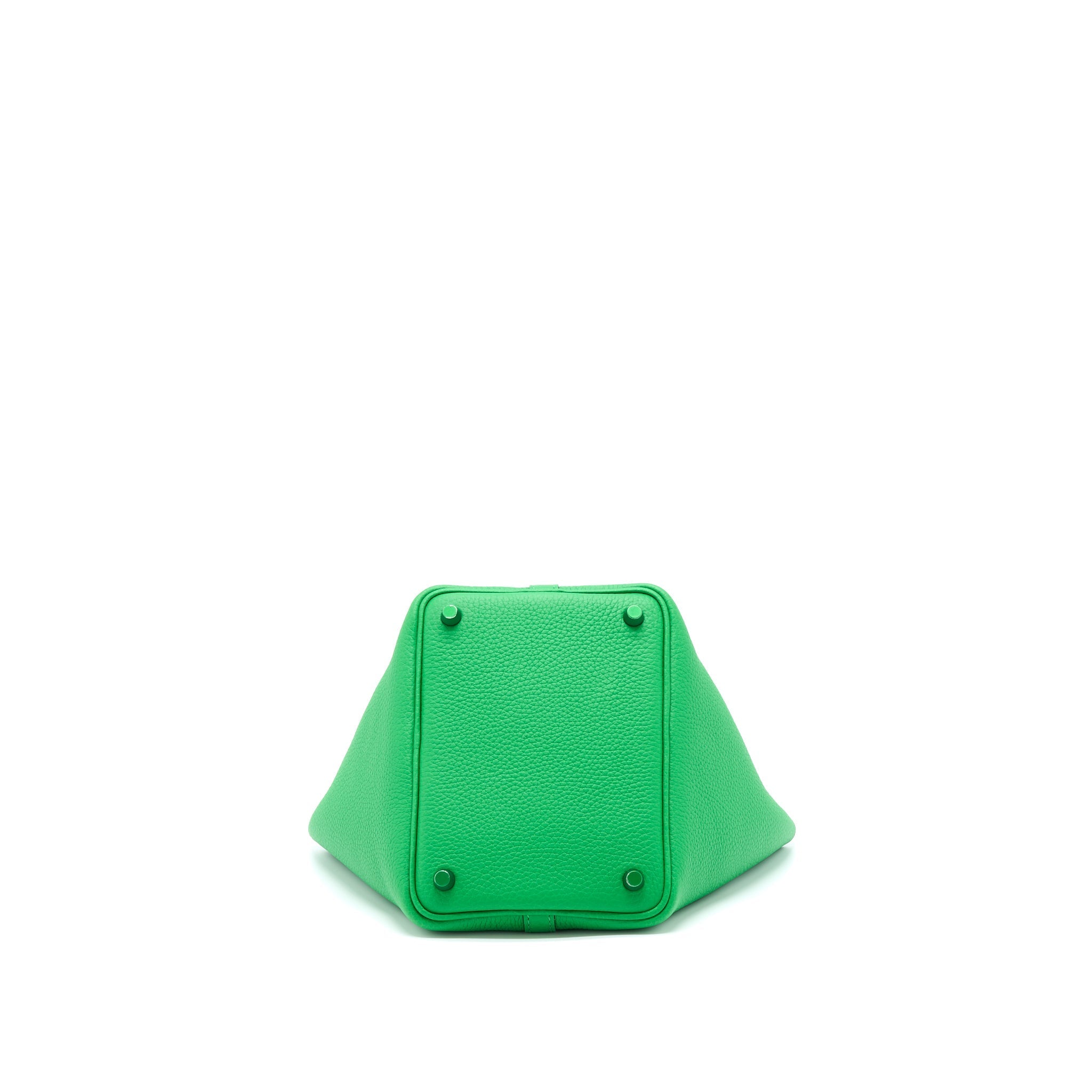 HERMES PICOTIN 18 LOCK BAG CLEMENCE 1K BAMBOU WITH GREEN HARDWARE