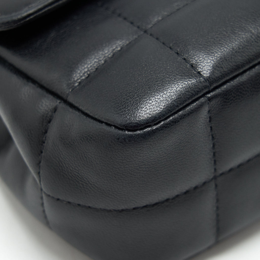 CHANEL CAMELLIA MINI FLAP SHOULDER BAG LAMBSKIN BLACK GHW