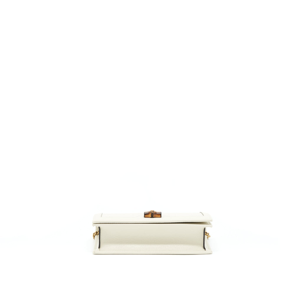 GUCCI DIANA MINI BAG WITH BAMBOO WHITE GHW
